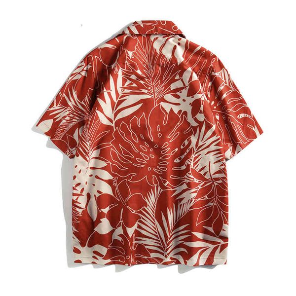 

casual men's shirts leaf print hawaiian shirt tropical travel seaside beach summer short sleeve for men cotton chemise homme s7y0, White;black