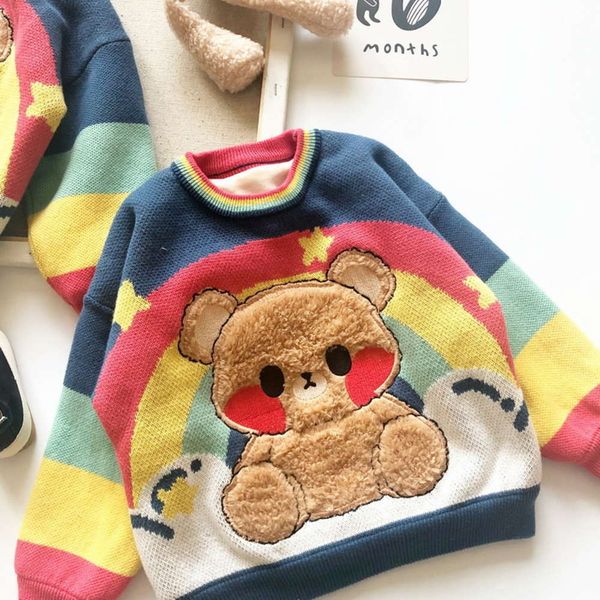 

autumn winter 2020 children's mk4062 rainbow new bear plush sweater j494, Blue