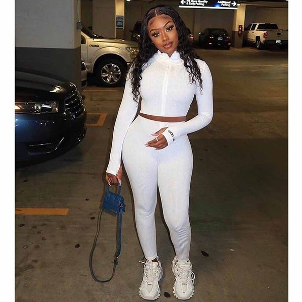 

2 women's sportswear two accessories combination lucky label letter embroidered coastal knitted sportswear autumn winter wear, White;black