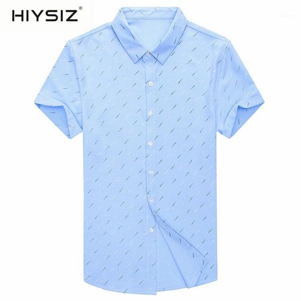 

hiysiz men shirt fashion pattern cotton camisa masculina spring summer short sleeve business casual shirts mens clothes h6017s1, White;black