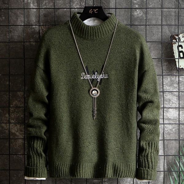 

men's sweaters huncher mens sweater male turtleneck men 2021 autumn winter casual high neck man jumper korean green for1, White;black