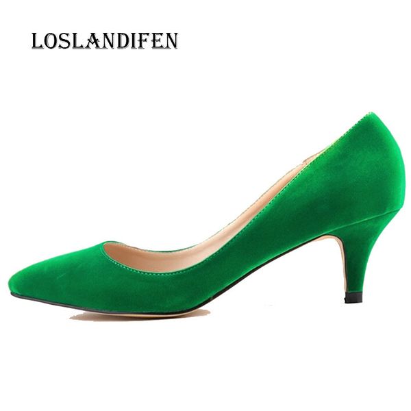 

loslandifen new fashion ladies high heels office stiletto women flock pointed toe office pumps plus size 35-42 y200702, Black