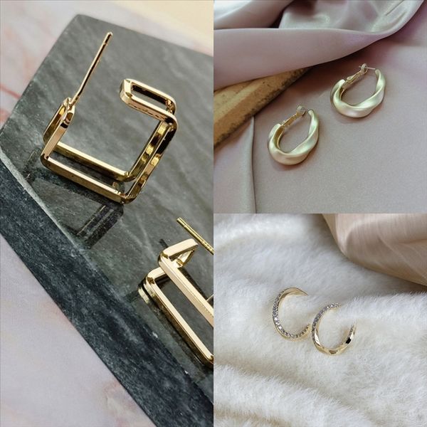 

usrh authentic earring silver sparkling love knot cublic men's zirconia sterling earrings originalfor pandora rose gold luxury designer, Golden