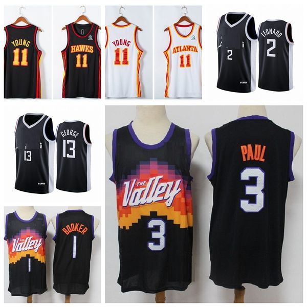 

2020/21 men chris 3 paul devin 1 booker trae 11 young kawhi 2 paul leonard 13 george basketball jersey high quality, Black;red