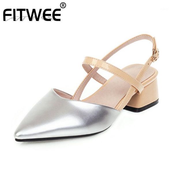 

fitwee big size 31-47 women high heel sandals fashion mixed color square heels summer shoes women pointed toe party footwear1, Black