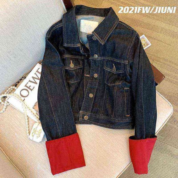 

women's jackets black denim women's 2022 spring and autumn korean loose dign sense of minority versatile short et, Black;brown