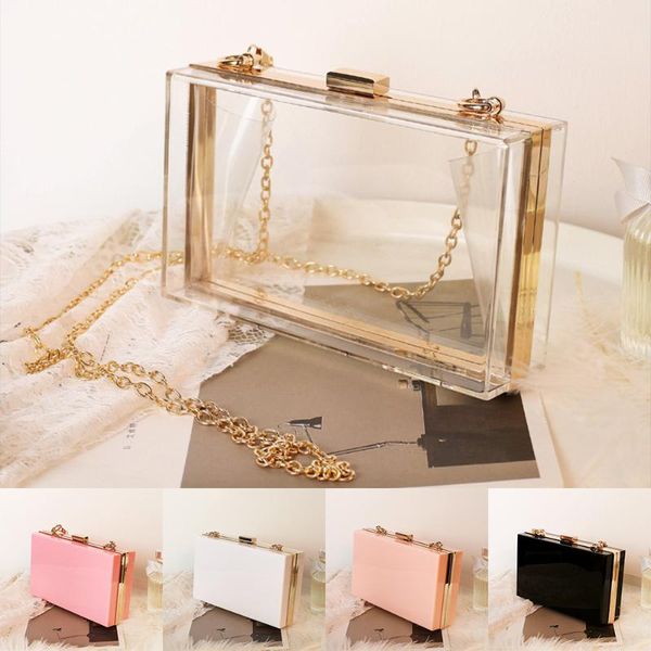 

crossbody bags for women acrylic transparent clutch bag chain woman messenger bag evening handbag chain shoulder 2020