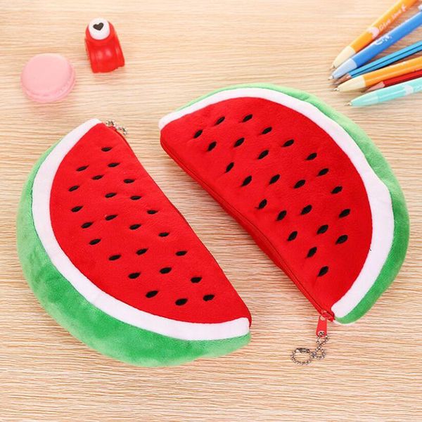 

kawaii cartoon pencil case plush cute handle pencilcase school supplies pencil bag for boy girl stationery pouch cute watermelon