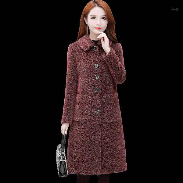 

women's fur & faux luxury clothes parkas elegant women clothing shaggy coat female woolen jacket imitate mink cashmere long outerwear 4, Black