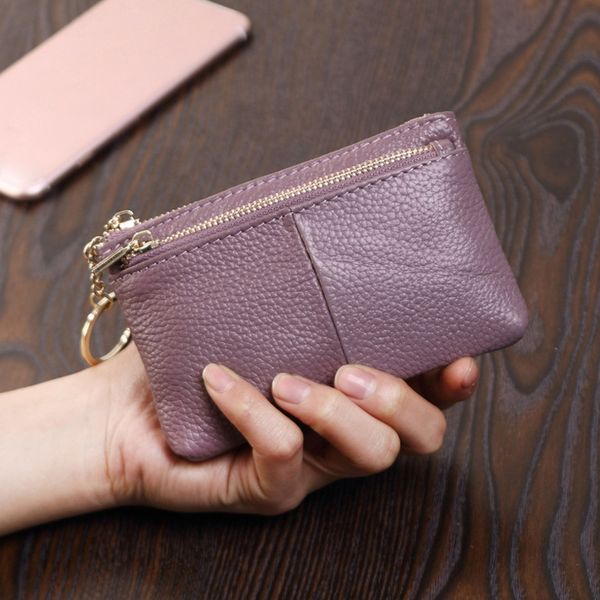 

genuine leather coin purse female new style euro fashion trend cowhide zipper card coin bag mini wallet, Red;black