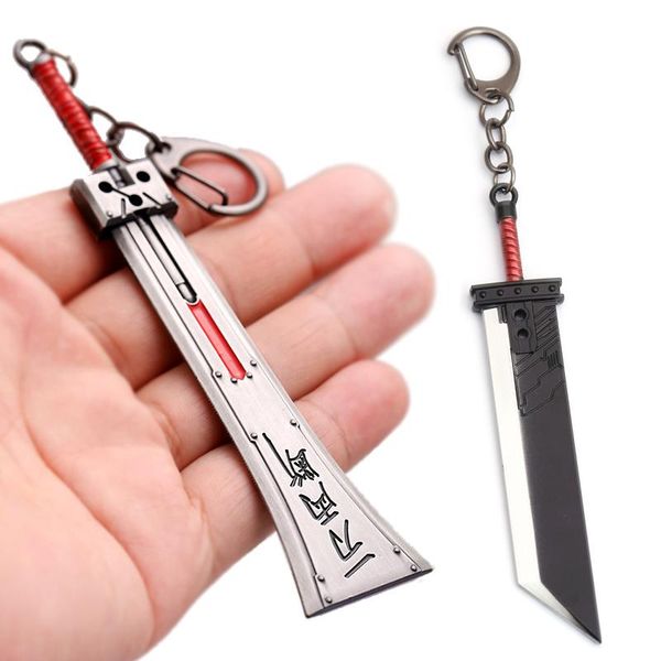 

final fantasy 7 vii remake sword keychain cloud strife buster sword zack fair metal pendant key chains cosplay llaveros, Silver