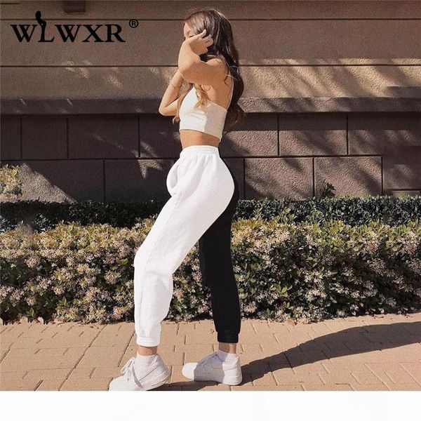 

winter loose sweat pants women joggers 2020 patchwork harajuku high waist pants female casual harem ladies trousers, Black;white
