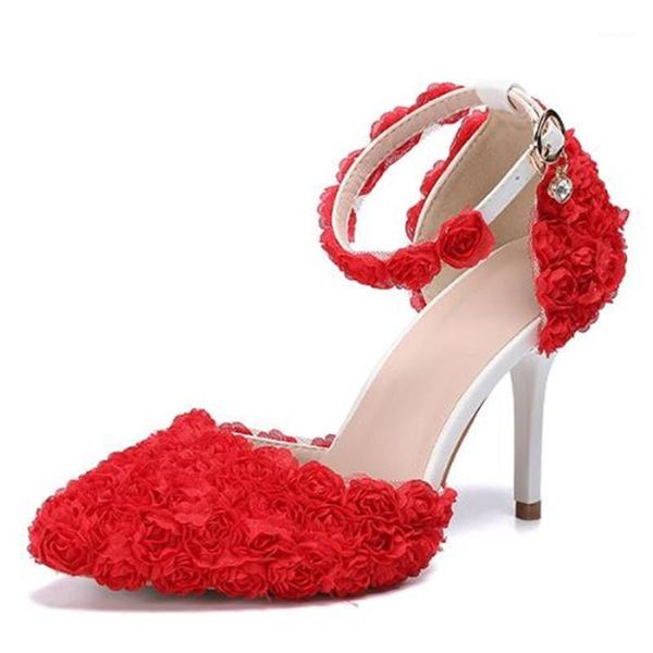 

women pumps stilettos ladies shoes women lace buckle strap thin high heels pointed toe dress office & career wedding flower1, Black