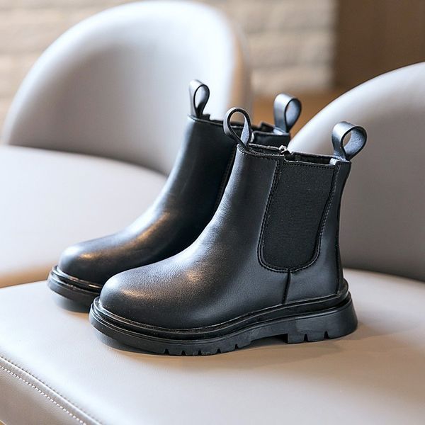 

autumn winter kids martin solid color boys ankle anti-slip children shoes infant girls short boots sc218, Black;red