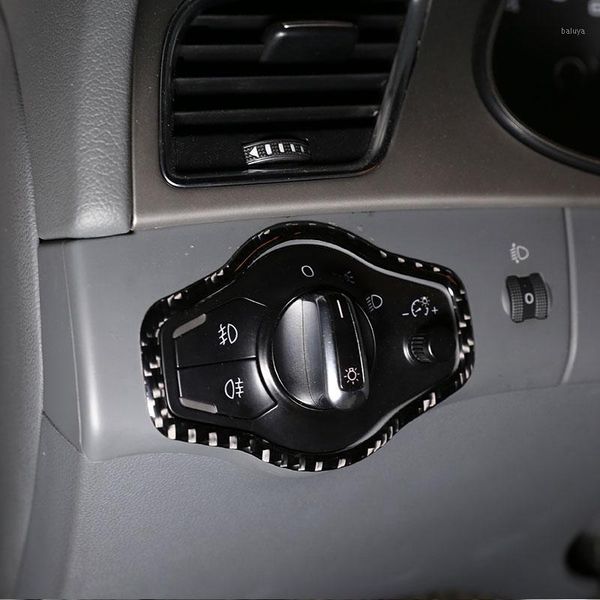 

other interior accessories for a4l / a5 2009-2021 real carbon fiber car inner headlight switch panel decorative frame sticker1