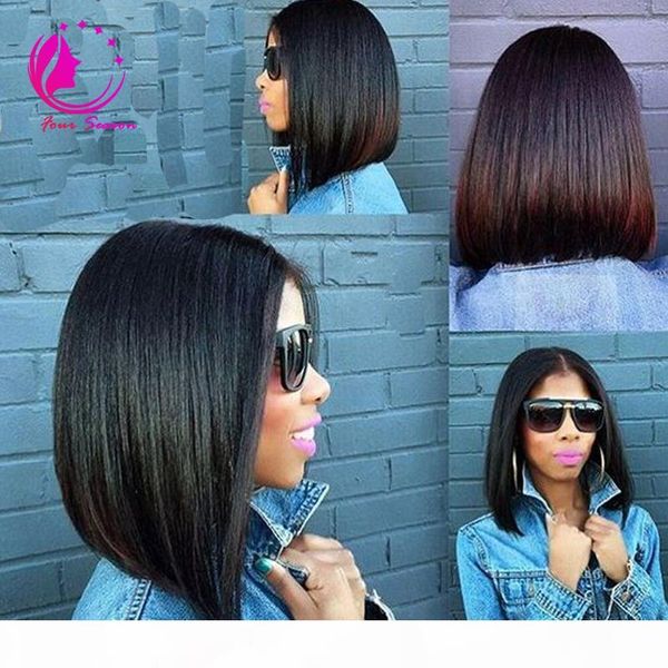 

peruvian virgin hair straight short bob u part wigs unprocessed 130density upart human hair wigs for black women middle part, Black;brown