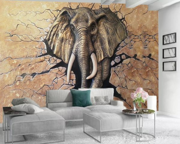 

custom 3d animal wallpaper 3d wallpaper custom p mural retro elephant living room bedroom tv background wall wallpaper