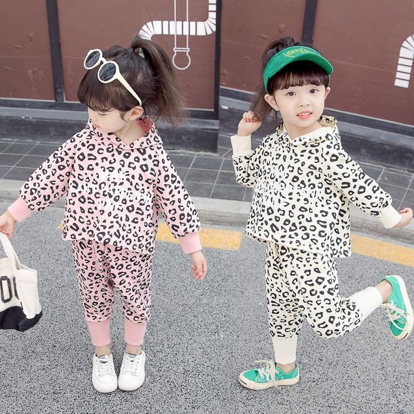

0 to 6 years baby girls hooded cute boutique tracksuit spring autumn fashion leopard print long sleeve halloween two piece setsx1019, White