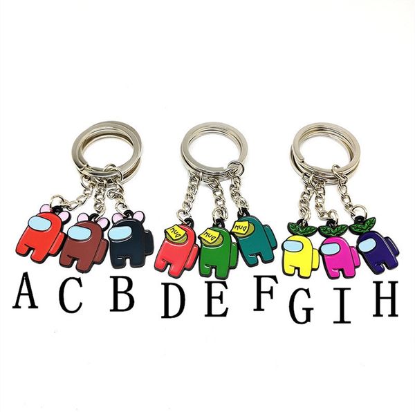 

10 colors among us keychain games anime key chain for car keys decoration accessories toy space werewolf killing pendant gift cz121803, Red;brown