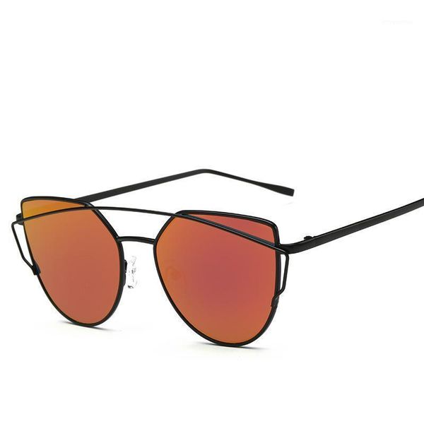 

2020 new fashion sunglasses women brand designer metal frame sun glasses vintage mirror shades feminino1, White;black