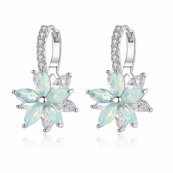 

новый милый симпатичный clear каменный цветок форма удобный простой серег медный цирконий для женщин партии 2018 sqcpoc bdefashion, Golden;silver