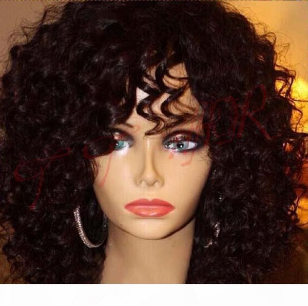 

ombre two tone curly wigs brazilian human hair ombre lace front wigs glueless full lace curly wig for black women with, Black;brown