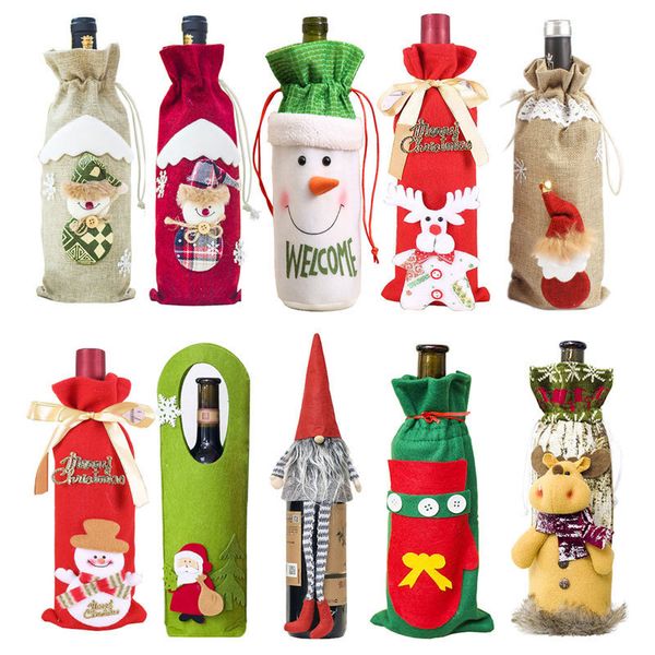 

gift new wine year 2021 christmas bottle dust cover bag santa claus navidad tableware christmas decoration for home table decor