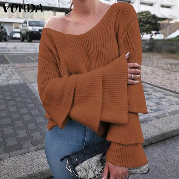 

women's blouses & shirts plus size women blouse autumn winter solid sweaters vonda casusl o neck basic elegant femme blusas s-5xl1, White