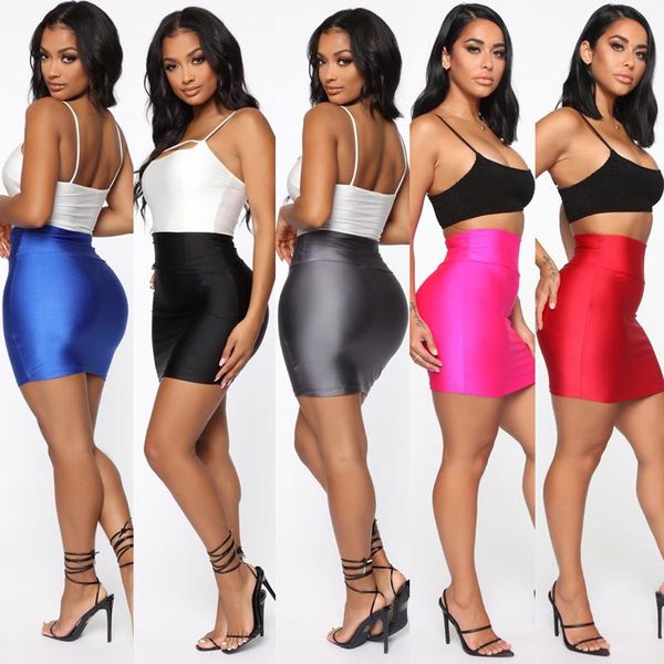 

skirts 2021 women pencil skirt mini summer ladies high waist stretchy slim bodycon clubwear casual party 4colors clothing, Black