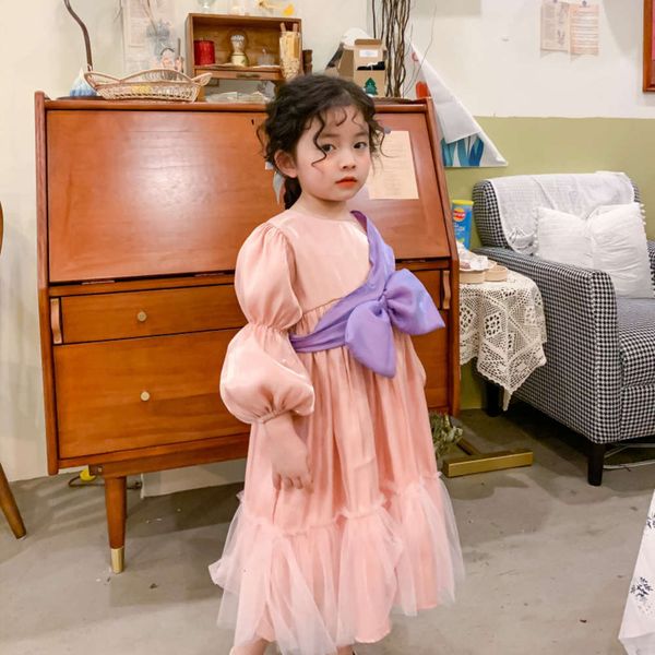 

2021 autumn amur spring monkey girl's fashionable temperament princs spanish children's first year drs, Red;yellow