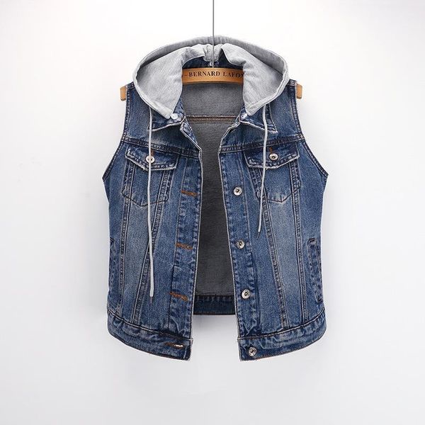 

women's vests hole short paragraph jacket sleeveless denim vest women's shoulder womens sleeveless1, Black;white