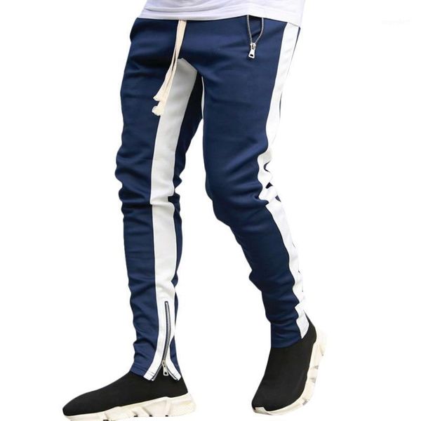 

vicabo men's clothing stripe track pants sweatpants sports jogger bottoms gym slim fit trousers streetwear casual 7 color1, Black