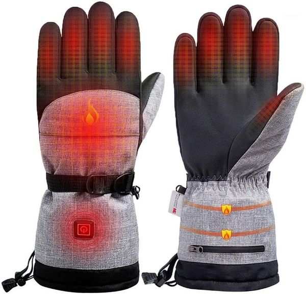 Guanti da sci riscaldati impermeabili elettrici a 3 marce temperatura regolabile inverno caldo sci snowboard moto1