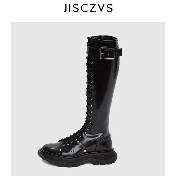 

2020 new thick bottom boots women lace up long boots black winter motorcycle woman comfort warm thick bottom knee1