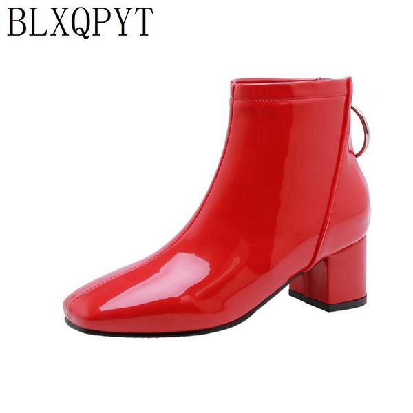 

blxqpyt big &small 30-51 autumn winter boots women warm ankle high heels wedding platform candy color fur boots shoes woman 223, Black