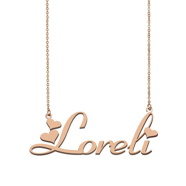 

loreli name necklaces pendant custom personalized for women girls children friends mothers gifts 18k gold plated stainless steel, Silver
