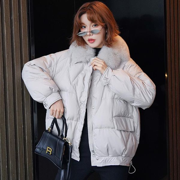

luzuzi new 90% winter down jacket women 2020 short korean puffer coat thick warm parkas women real fur collar down coat, Black