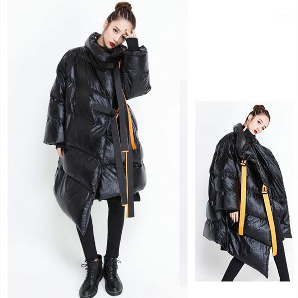 

winter clothes women new personality loose warm down cotton coat padded coat thick irregular jacket plus size clothing ladies1, Black