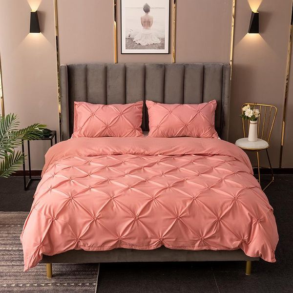 

3d elastic pinch duvet cover set pleat 2-3 pcs twin  king size bedclothes bedding sets home l use no sheet