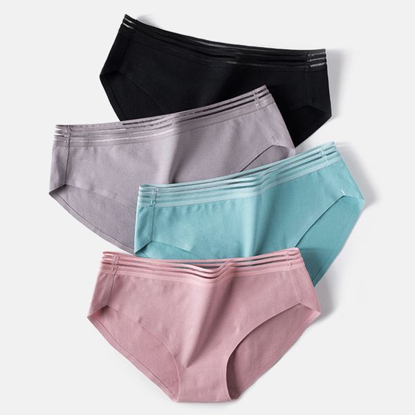 

cotton seamless briefs hollow out striped panties women's underwear lingerie lace transparent female under, Black;pink