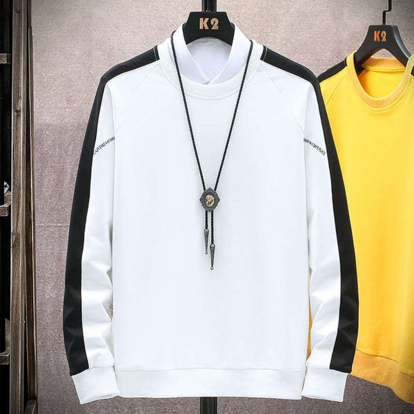 

color round neck loose sports solid autumn pullover new casual sweater men's trend, Gray