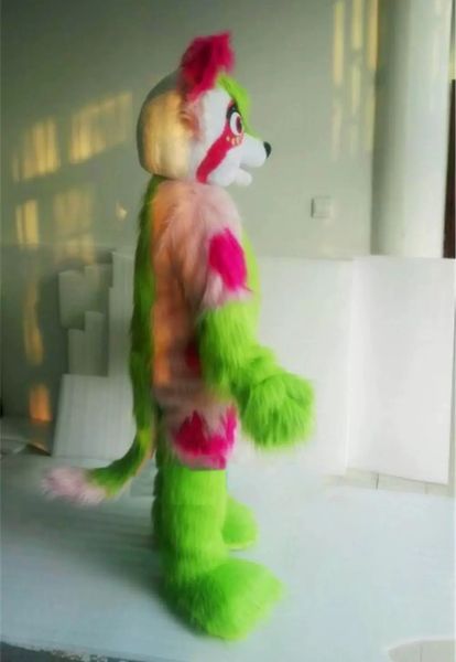 2021 Costume da mascotte di cane Husky colorato di Halloween Personaggio a tema anime di cartone animato di alta qualità Taglia per adulti Natale Carnevale Festa di compleanno Vestito da esterno