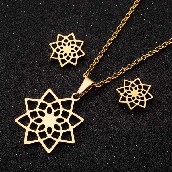 

jumplim flower necklace set fashion jewelry woman necklace pendant girlfriend birthday present simple cute girl earring, Silver