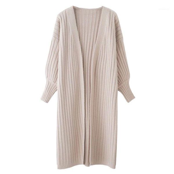 

tide new fashion cardigans female casual long knitted cardigan spring autumn women loose solid color design sweater outwear1, White