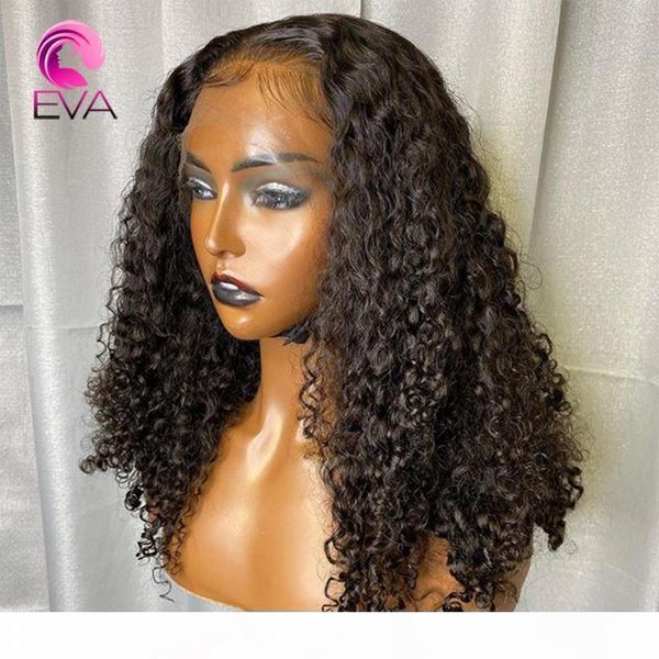 

eva hair lace front wig 13x6 glueless remy hair lace front human wigs for women brazilian curly frontal wigs pre plucked, Black;brown