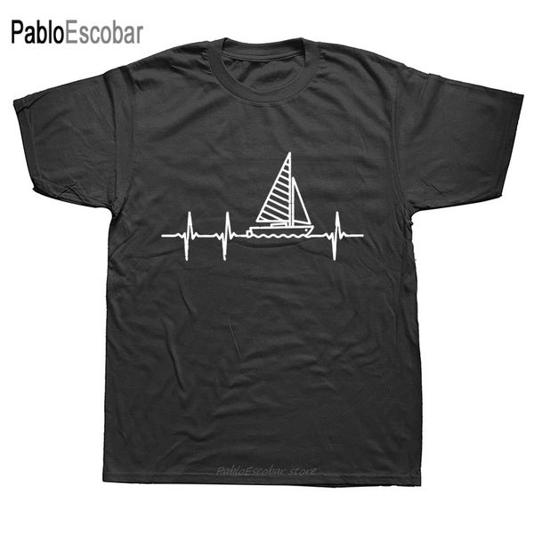 

novelty boat heartbeat sailing mens short sleeves oversized streetwear hip hop printed tees hoodie designers t shirts sweatshirt