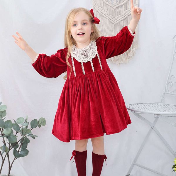 

drs 2020 spain winter new lolita girls' princs skirt long sve children's wear f6p7g7j2, Red;yellow