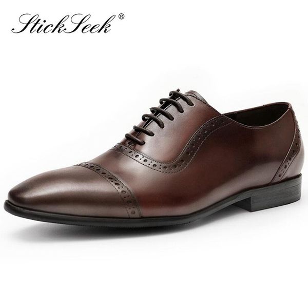 

spring autumn genuine leather man formal dress semi brogues shoes pointed toe laces men's carved wedding party oxfords hs130, Black