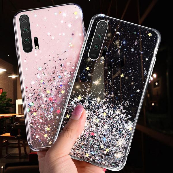 

lovecom luxury gradient glitter star case for huawei p40 p20 p30 lite mate 20 pro transparent soft phone back cover