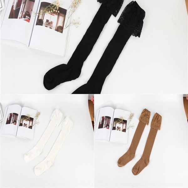 

nab1n new warm style lace lace long cotton knee socks high tube fine tube anti kick cover sock sock foot warm eabti, Black